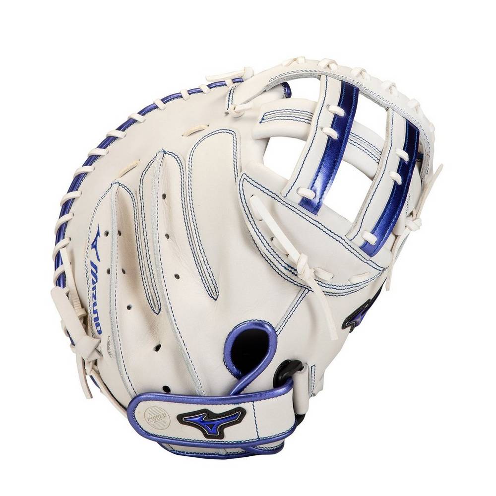 Womens Mizuno MVP Prime SE Fastpitch 34" Softball Catchers Mitt White/Royal Philippines (QVFJKW065)